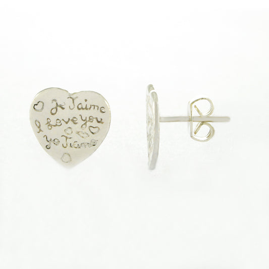I Love You Earrings Sterling Silver - Bespoke Hearts