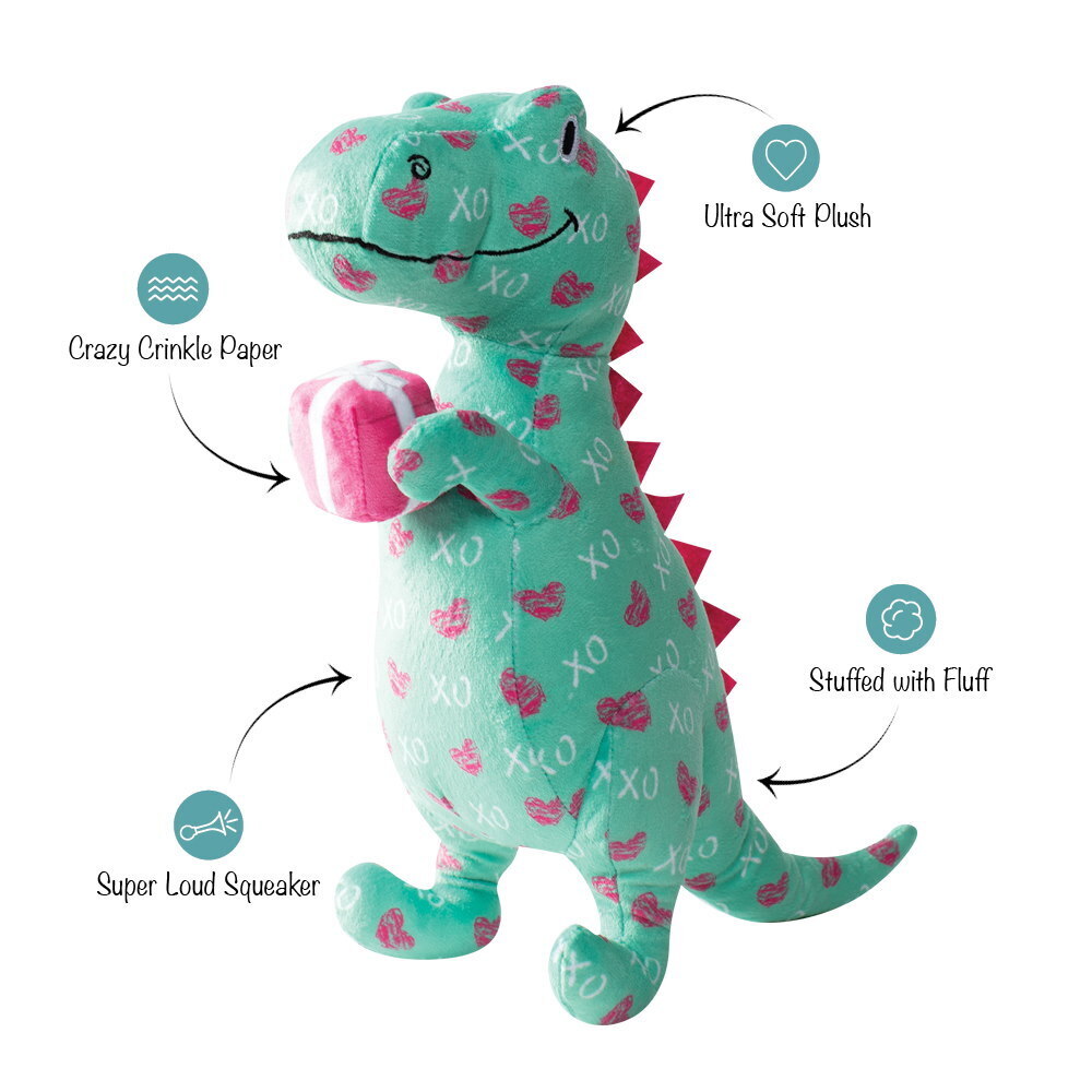 Hugs & Kisses T-Rex Dog Toy