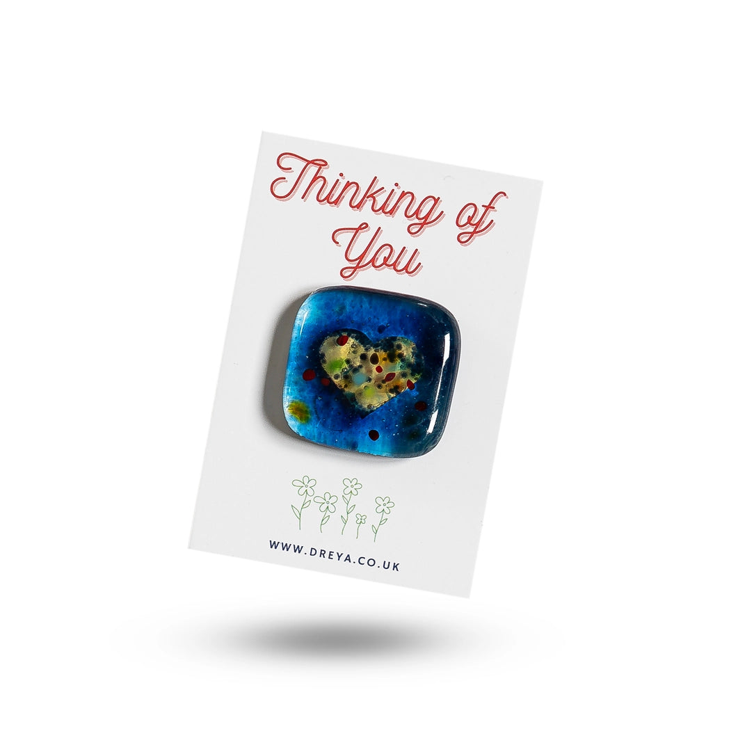 Glass Heart Pocket Charm - Thinking of You