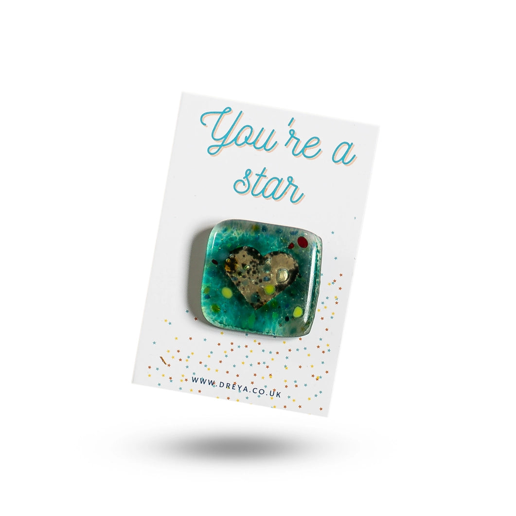 Glass Heart Pocket Charm - You're a Star