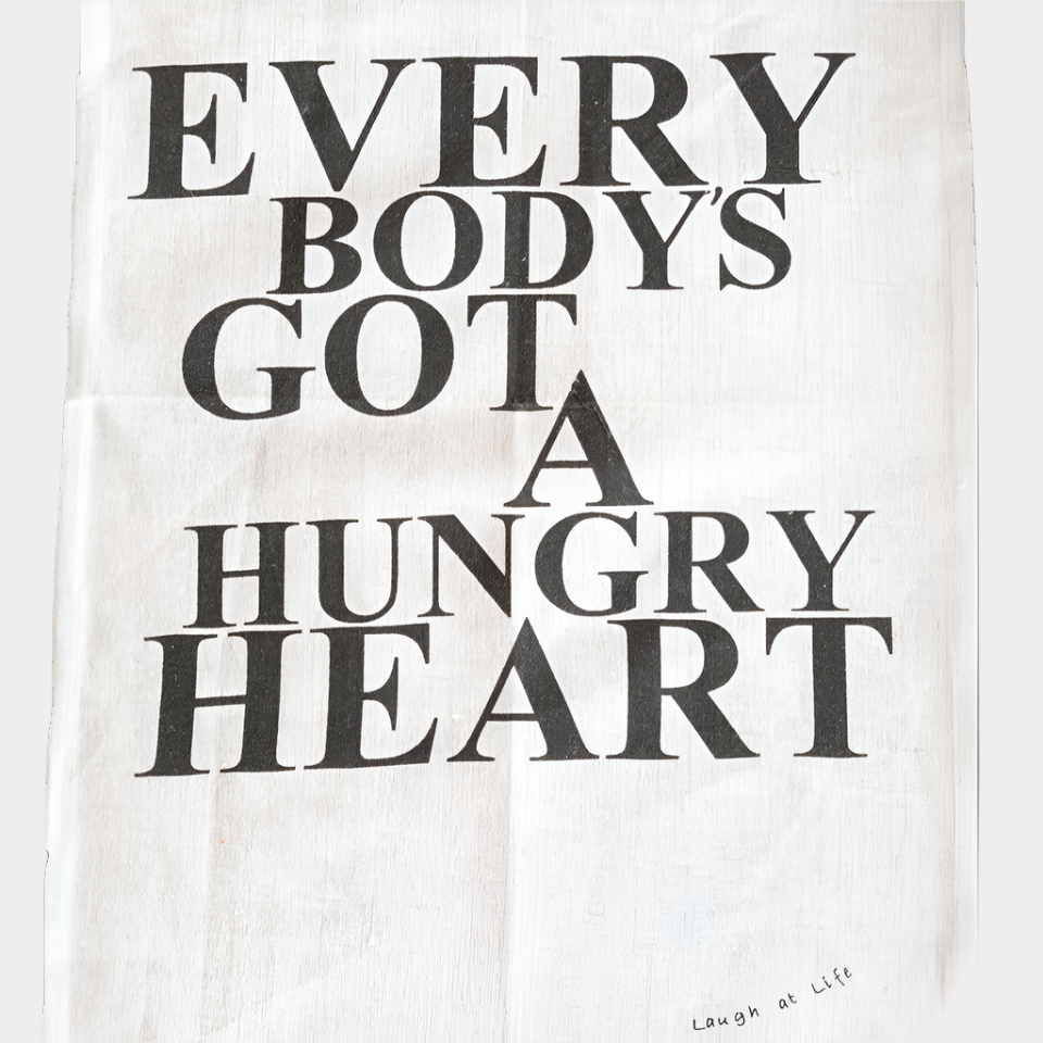 Everybodys got a Hungry Heart Tea Towel - Bespoke Hearts