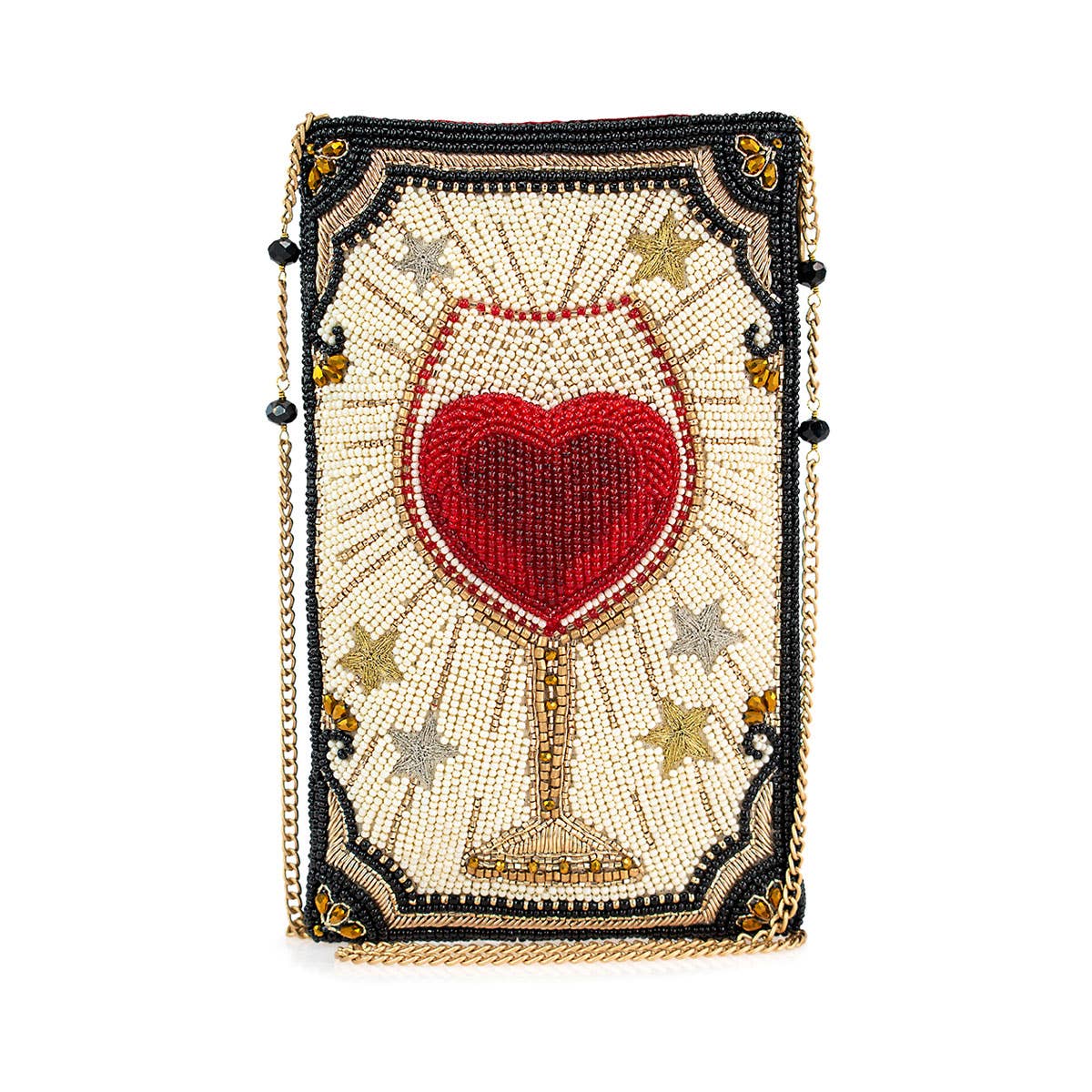 Live, Love & Wine Hand Beaded Crossbody Phone Bag
