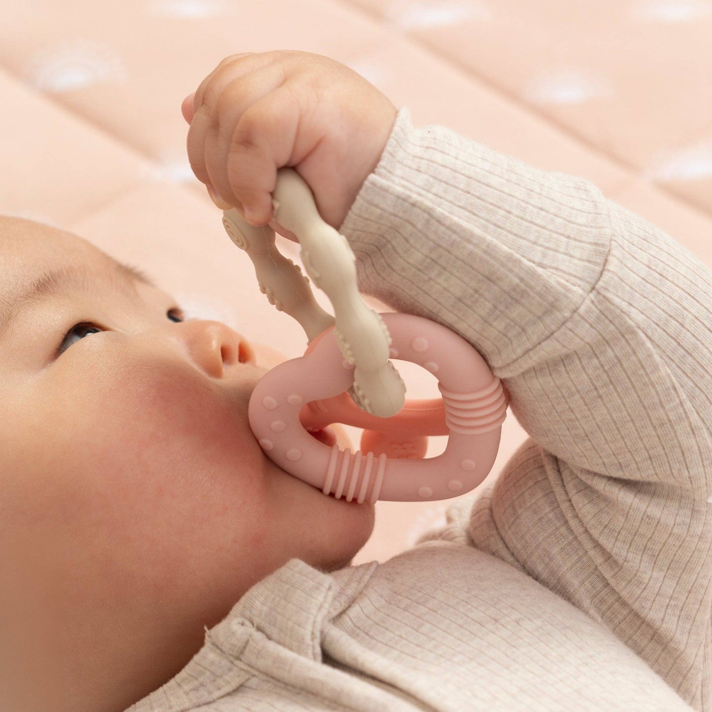 Silicone Bunny + Heart Teether - Pink - Bespoke Hearts