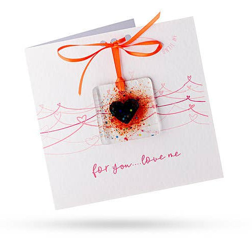 For You, Love Me (Red) - Greeting Card With Heart - Bespoke Hearts