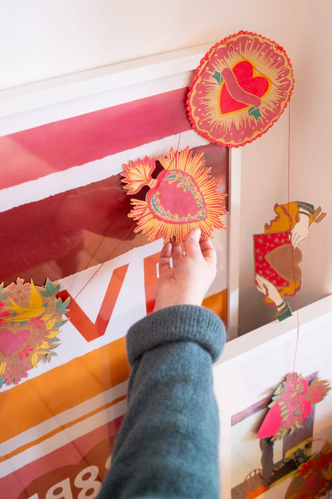 Sacred Hearts Sewn Garland