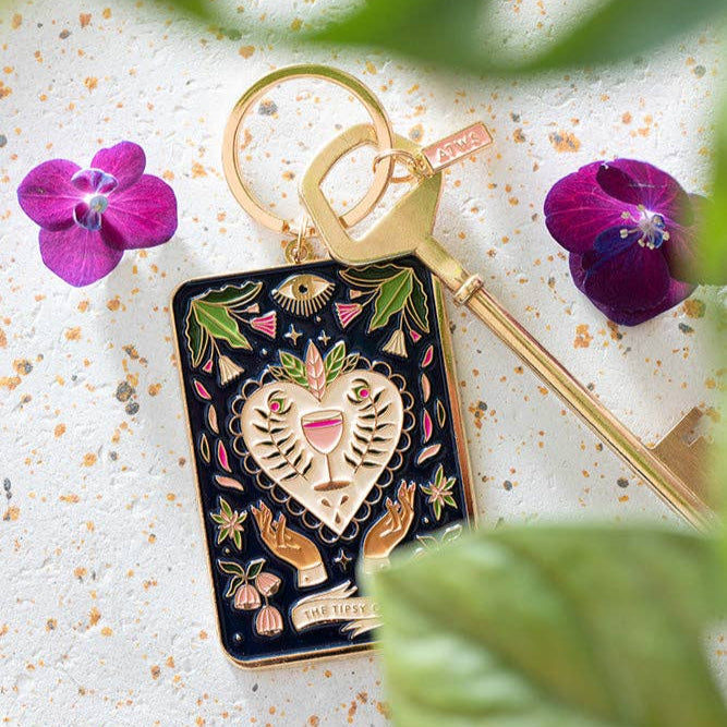 Tarot tipsy card - Large Keyring - Bespoke Hearts