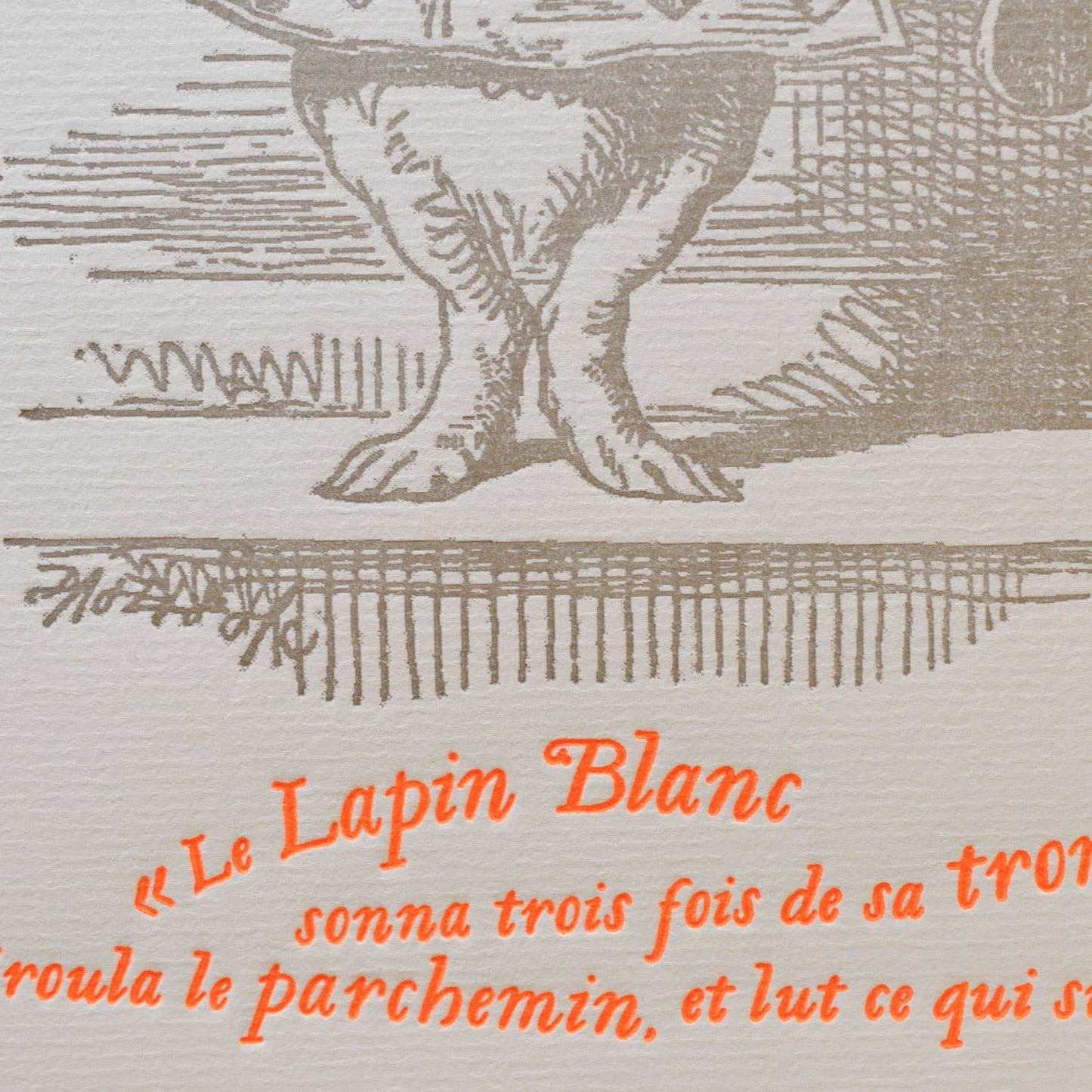 Letterpress Art Print Rabbit with Trumpet (Alice Wonderland)