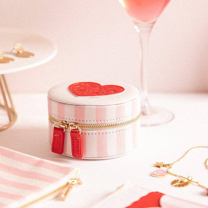 Heart & Pink Stripes Jewellery Box - Bespoke Hearts