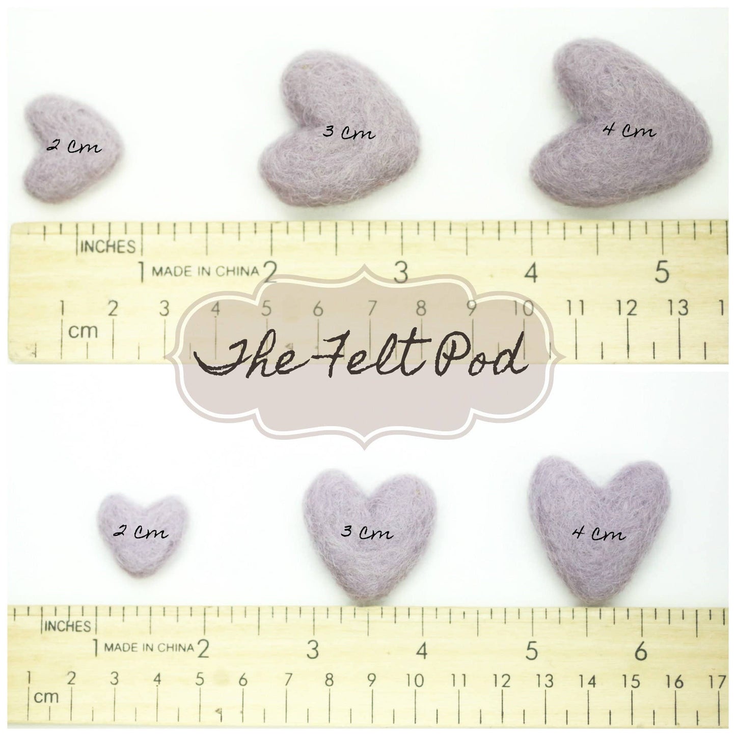 Felt Hearts Pastel Pink 4 cm