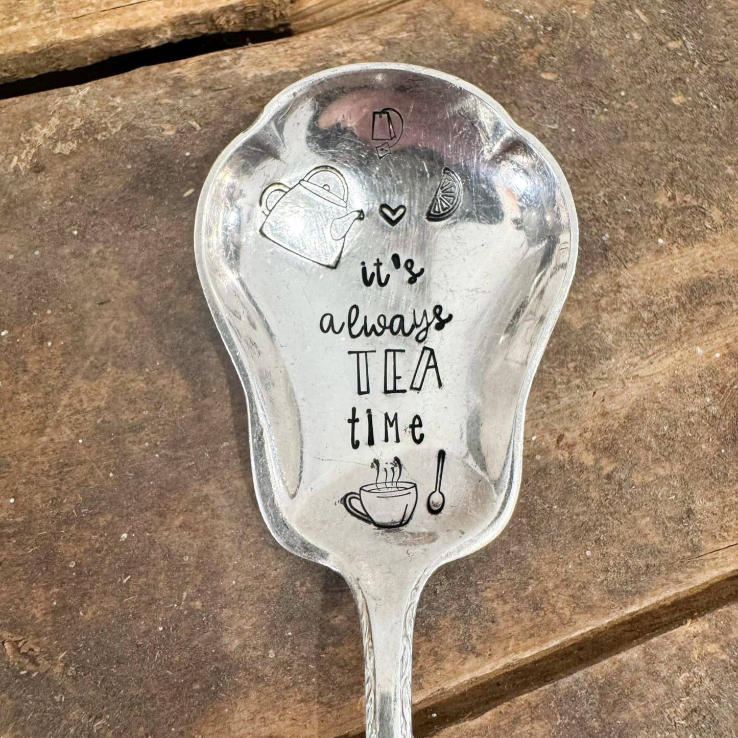 'It’s Always Tea Time' Sugar Spoon - Bespoke Hearts