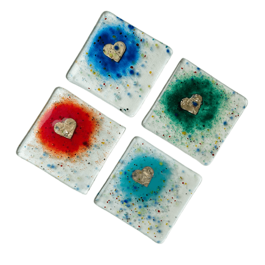 Glass Love Heart Coasters (Set of 2) - Bespoke Hearts