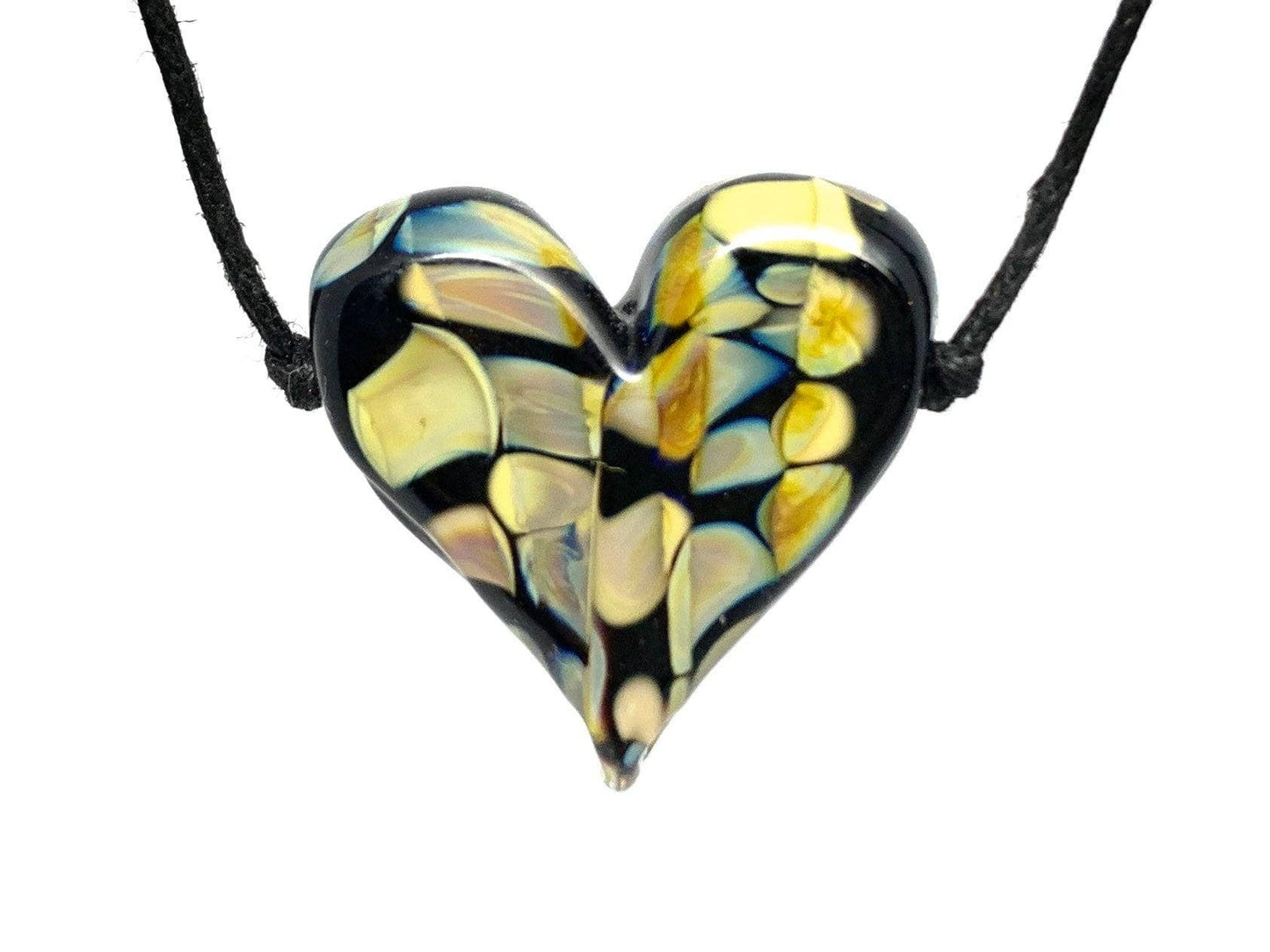 Black + Iris Orange Flameworked Necklace