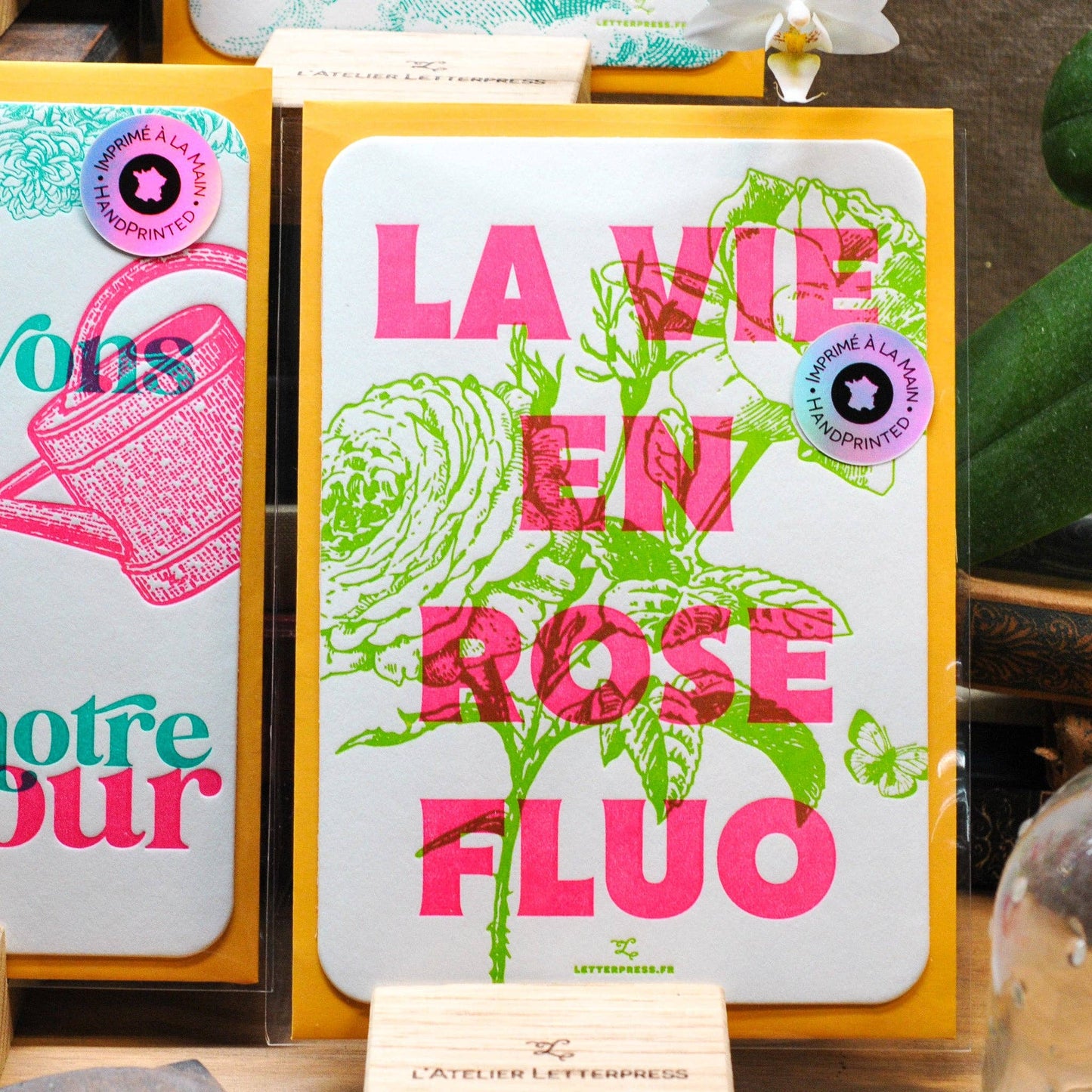 "Life in Neon Pink" Letterpress Card