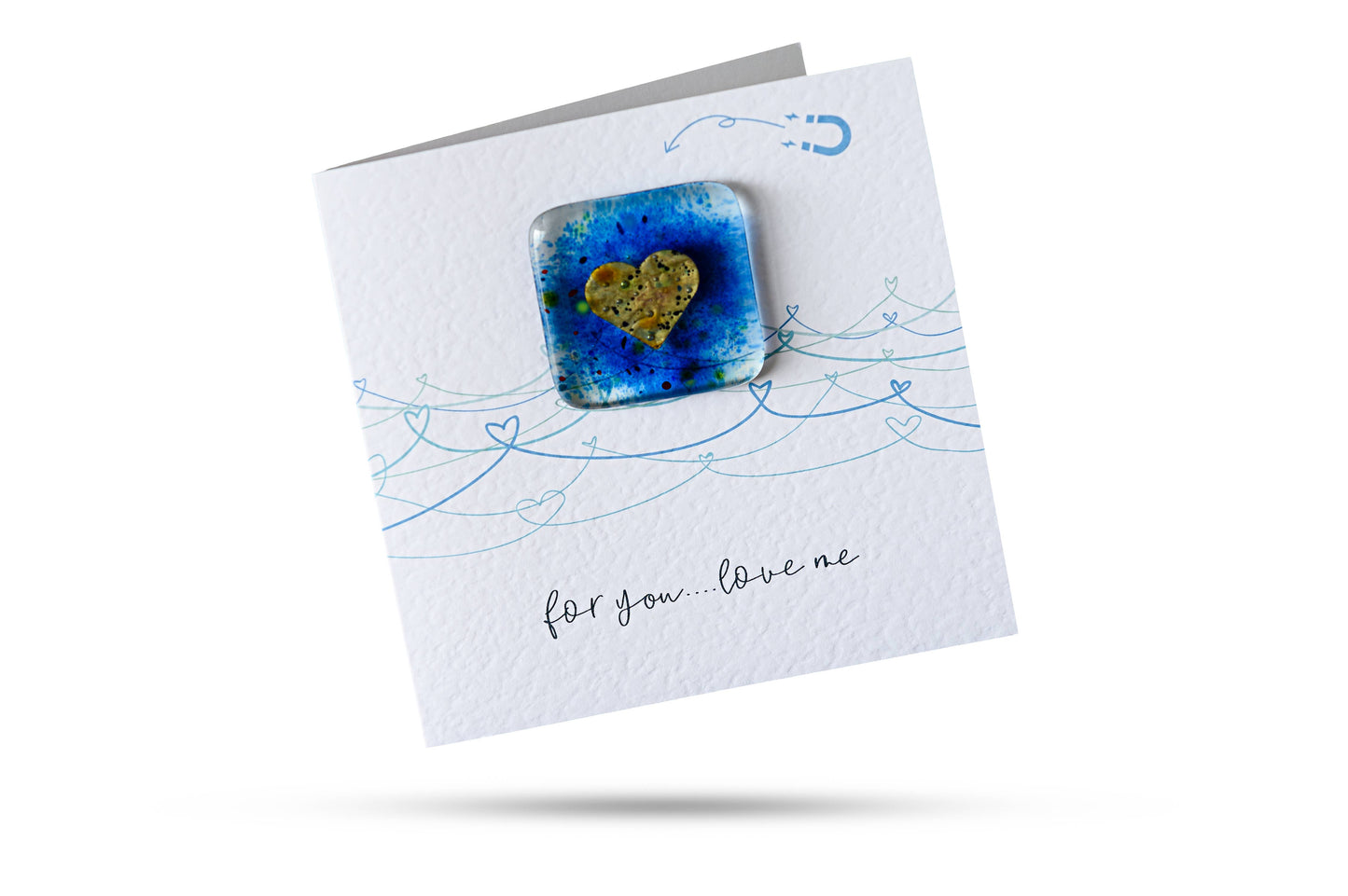 For You, Love Me (Blue) - Greeting Card With Glass Magnet