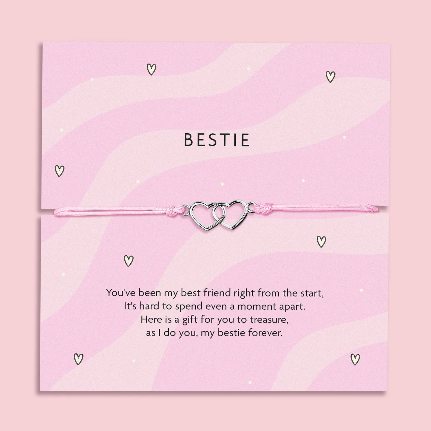 Bestie – Interlocking Heart Pink Friendship Bracelet