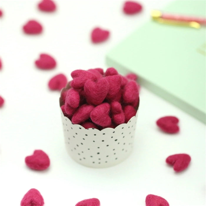 Handmade Felt Hearts (2cm, Pack of 10)
