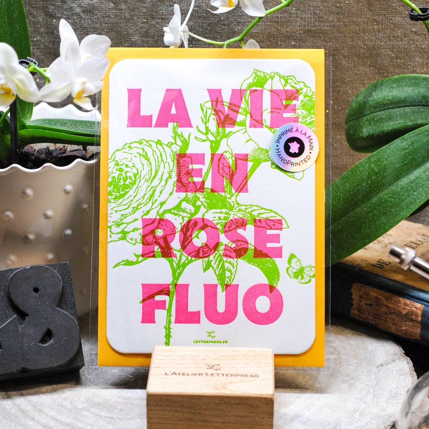 "Life in Neon Pink" Letterpress Card