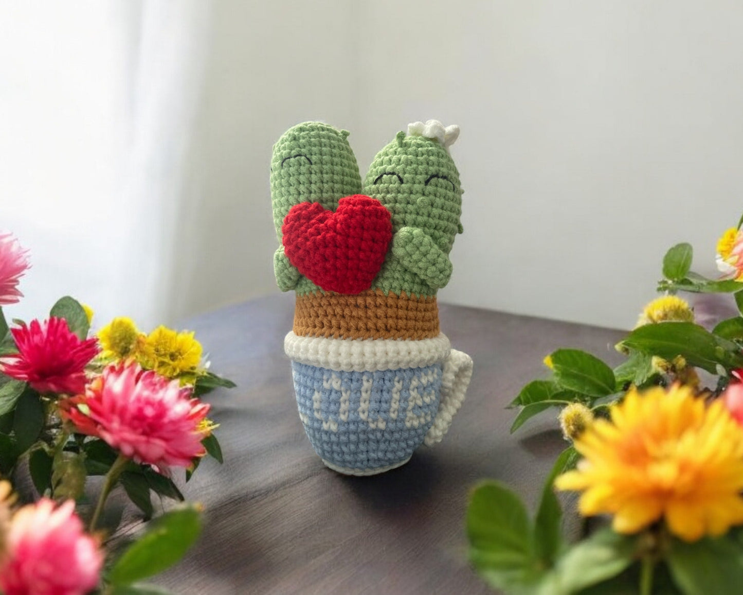 Cactus In Love Crochet Teacup