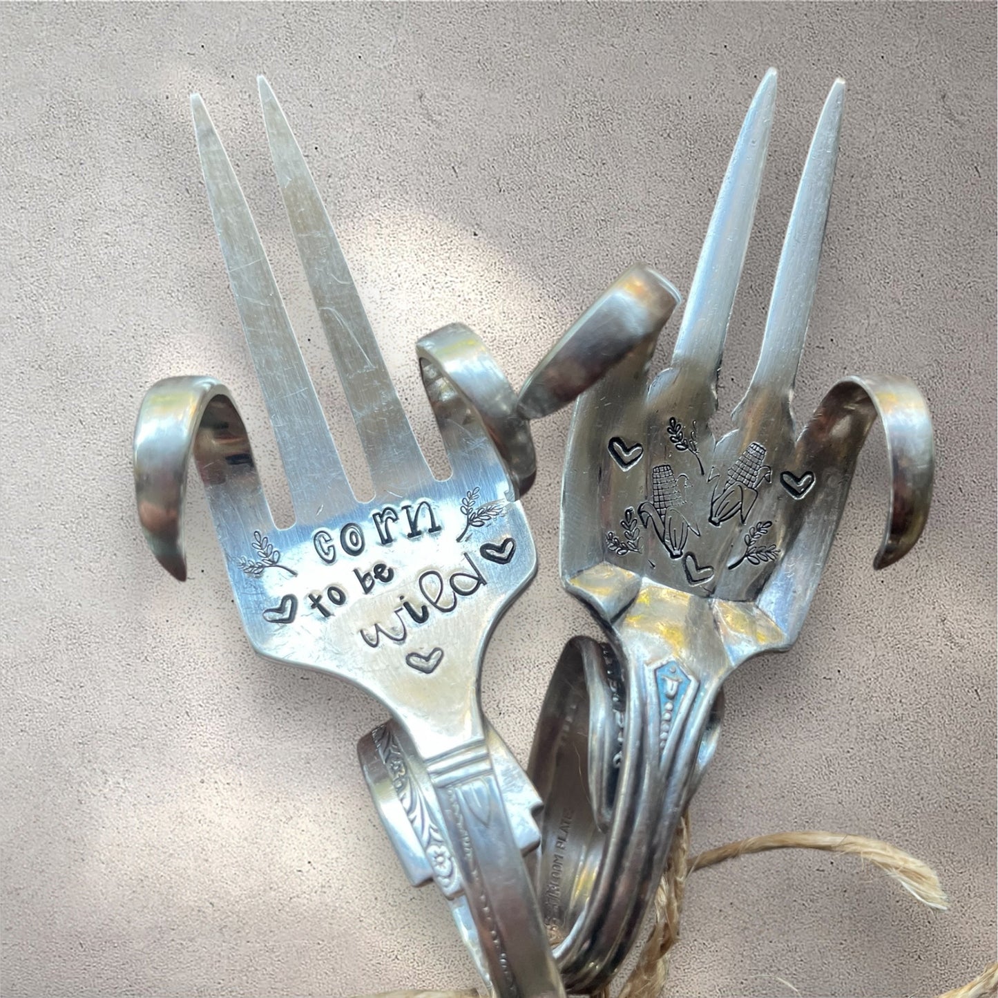 Vintage Hand Stamped Corn Pick Set