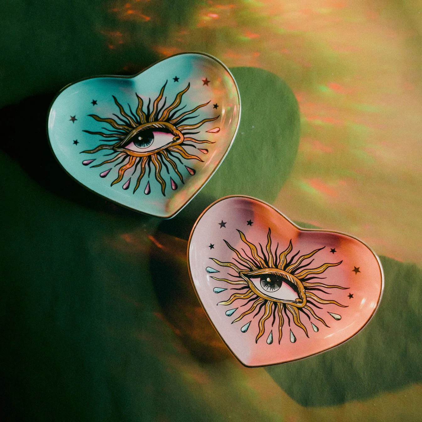 Pop Art Eye Heart Trinket Dish - Dusty Rose Pink - Bespoke Hearts