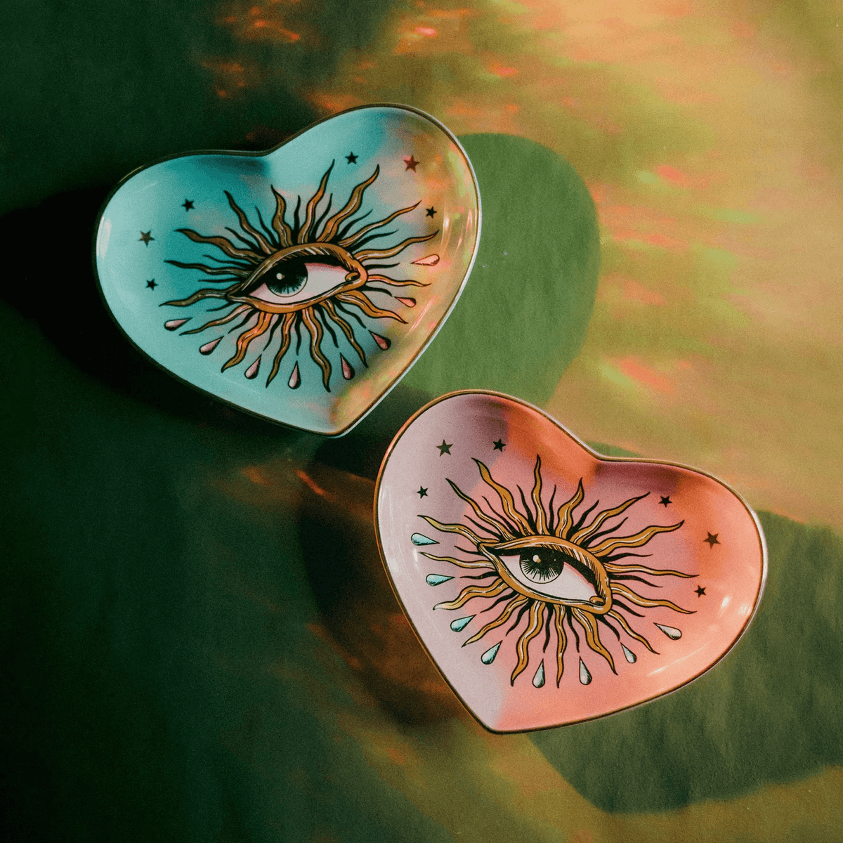 Pop Art Eye Heart Trinket Dish - Dusty Rose Pink - Bespoke Hearts