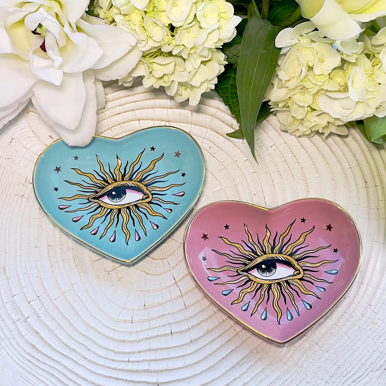 Pop Art Eye Heart Trinket Dish - Dusty Rose Pink - Bespoke Hearts