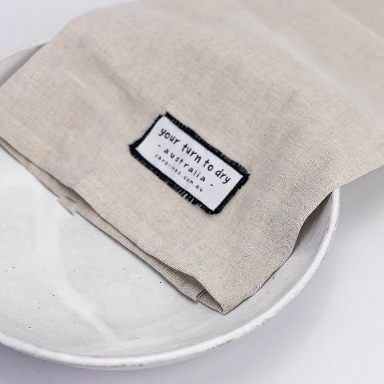 'Your turn to dry' Linen Tea Towel - Bespoke Hearts