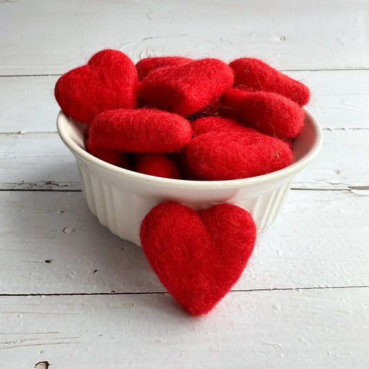 Red Felt Hearts - 2cm, 4cm, 6cm, 9cm
