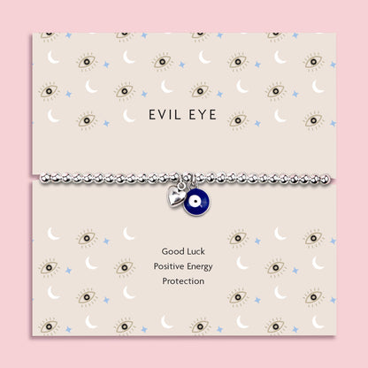 Evil Eye Silver Plated Beaded Bracelet in Box