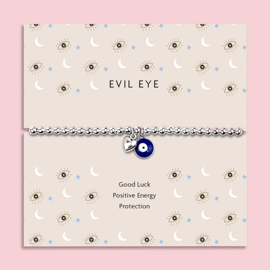 Evil Eye Silver Plated Beaded Bracelet in Box