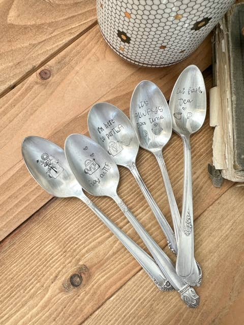 Tea Party Set Vintage Stamped Spoons (Set of 5)