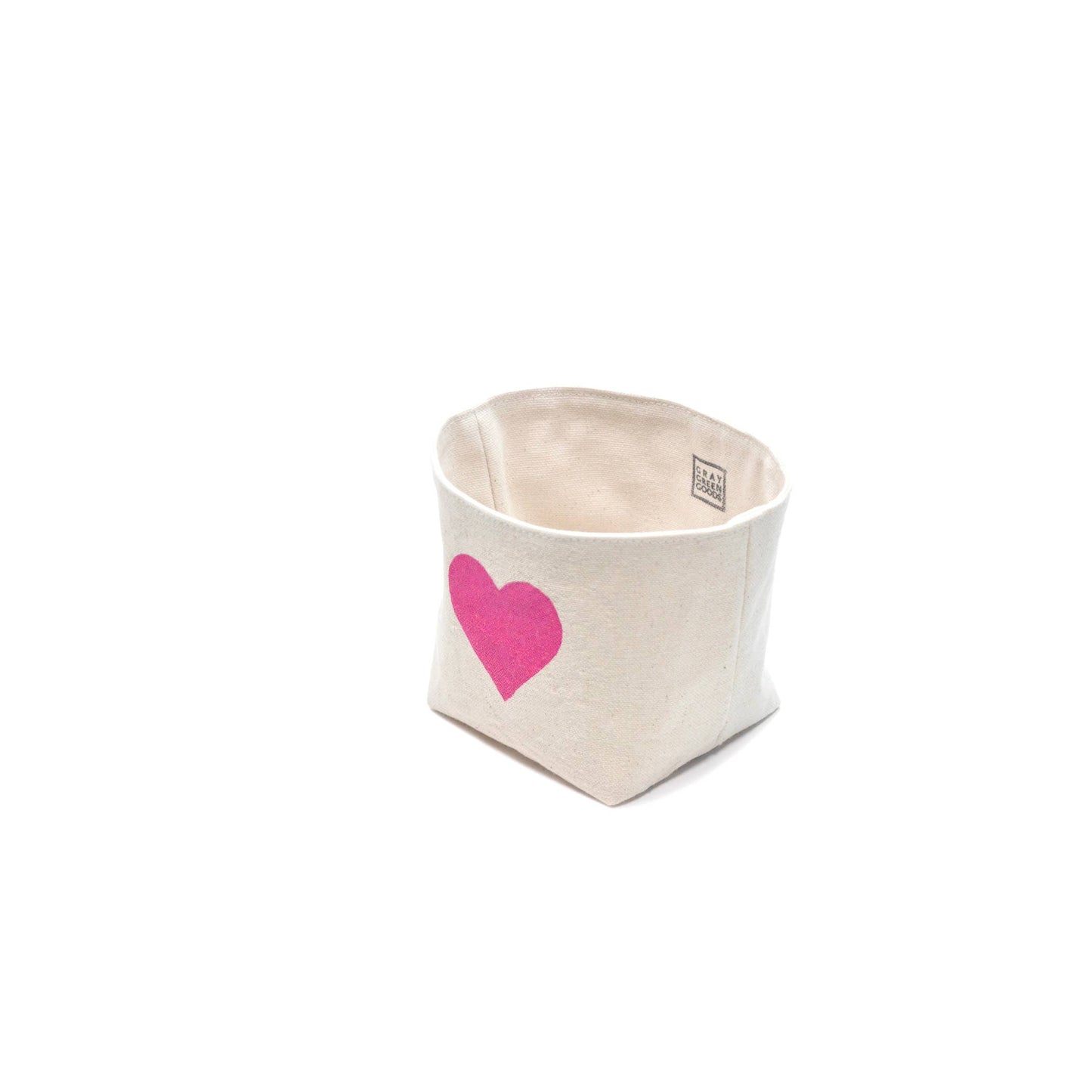 Hand-Painted Heart Fabric Container