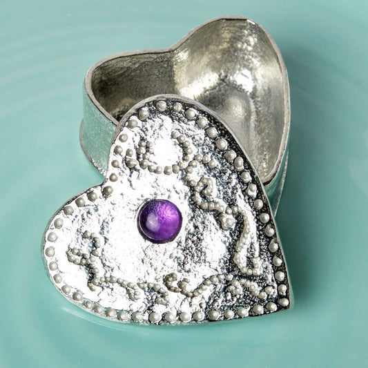 Heart Trinket Box with Amethyst stone
