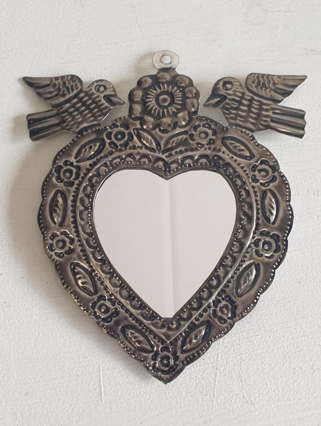 Mexican Sacred Heart Mirror with Doves