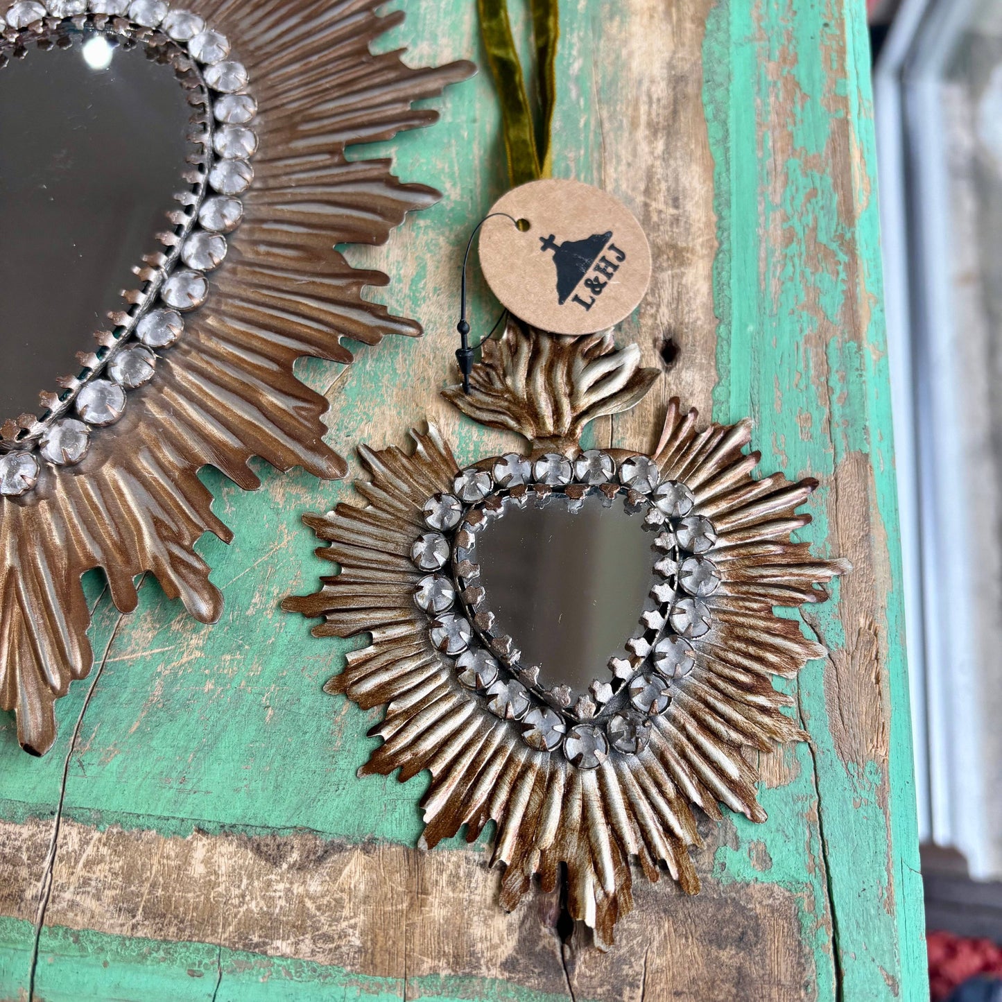 Jewelled Rays Gold Sacred Heart Mirror