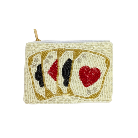 Deck of Cards Beaded Coin Purse
