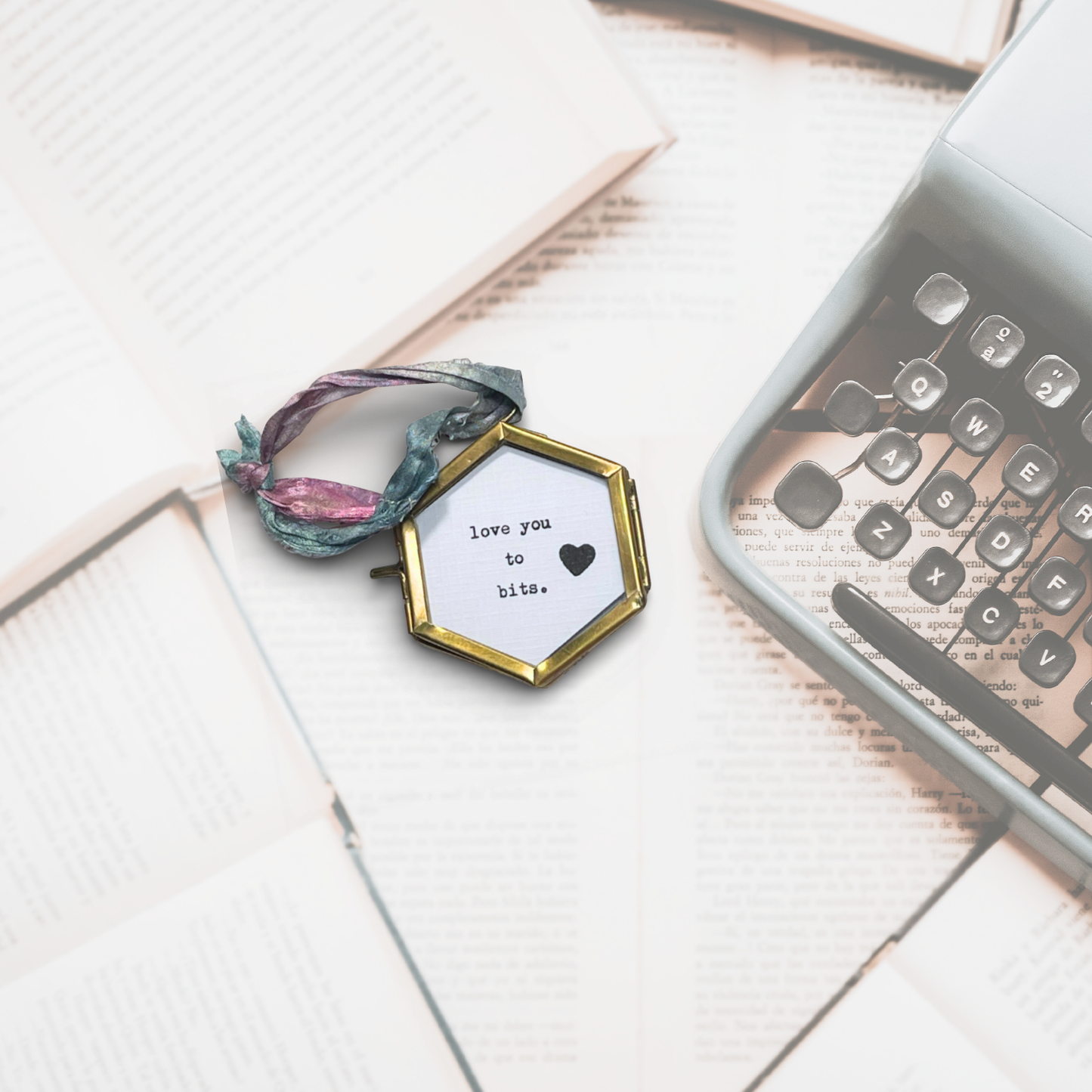 Mini Hand-Typed Quote in Brass Frame (Hexagon)