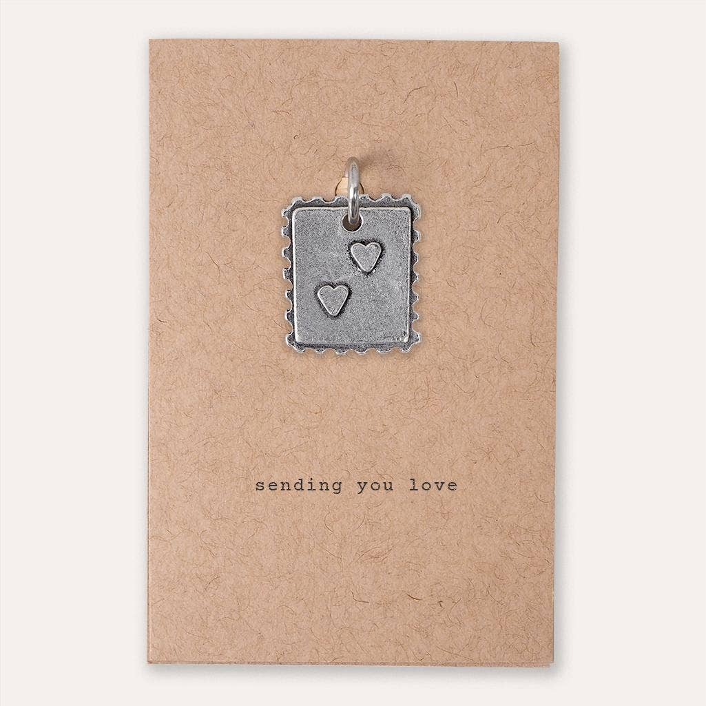 'Sending You Love' Postage Stamp Keyring Charm