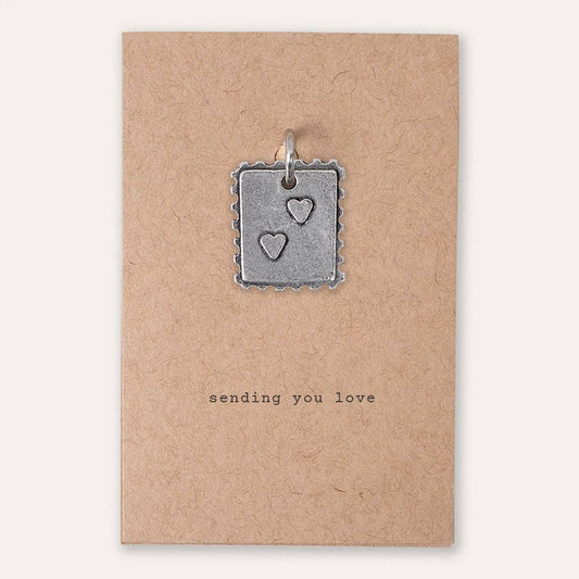 'Sending You Love' Postage Stamp Keyring Charm