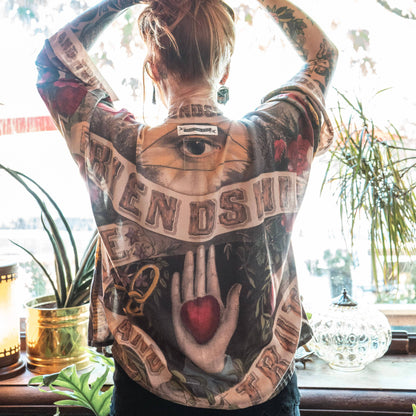 Friendship Love & Truth Cropped Kimono