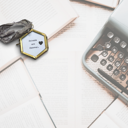 Mini Hand-Typed Quote in Brass Frame (Hexagon)