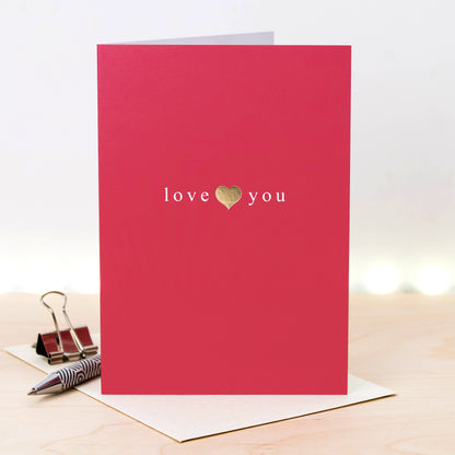 Gold Foiled Love Heart Love Card