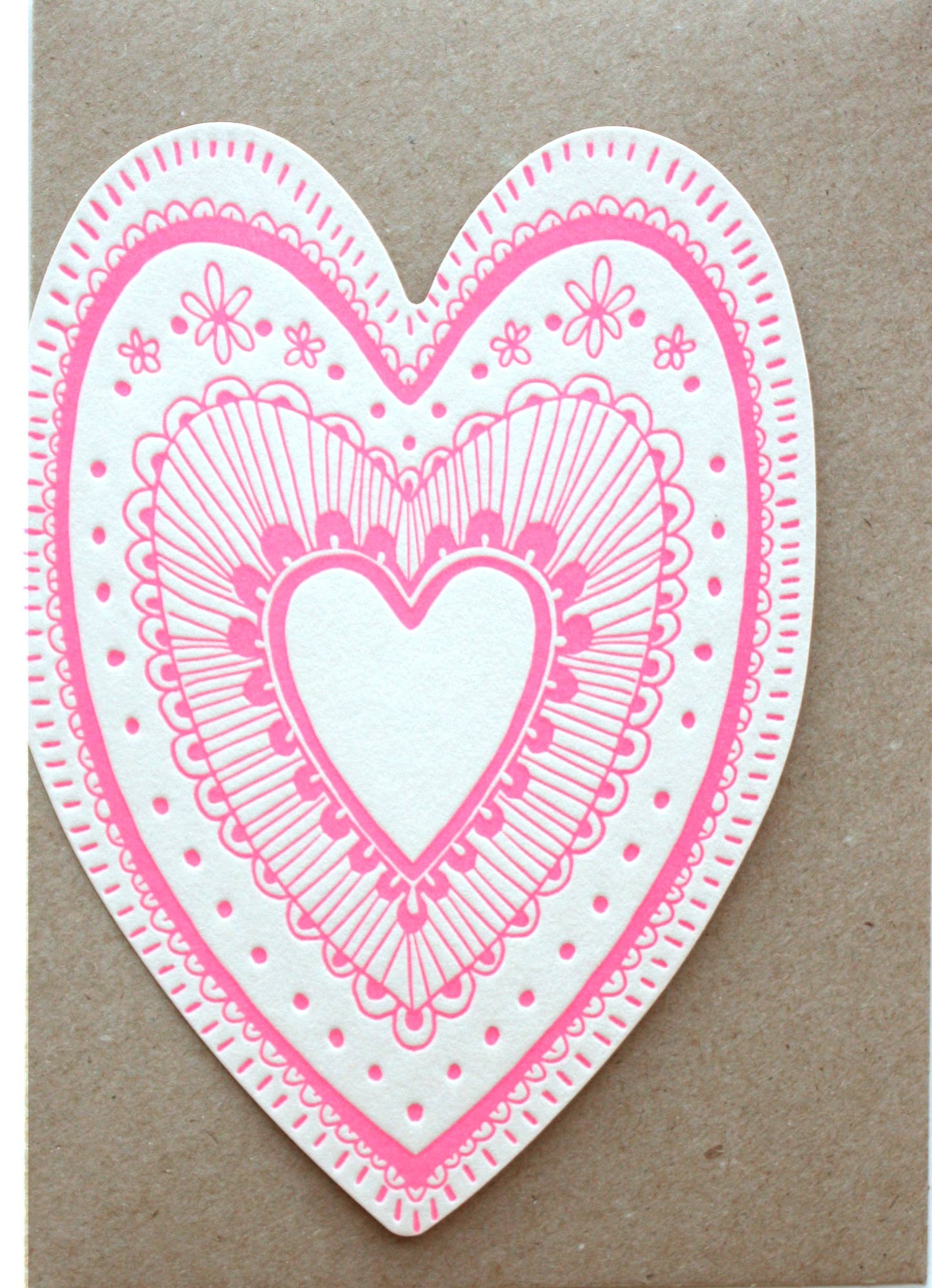 Letterpress Fluoro Pink Heart Card
