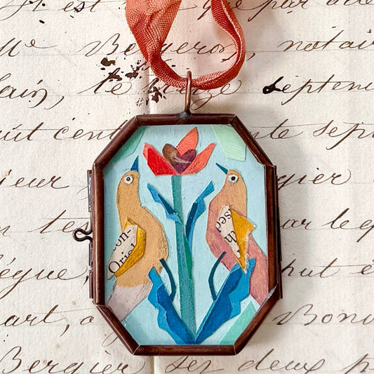 Love Birds ~ Art Locket Ornament