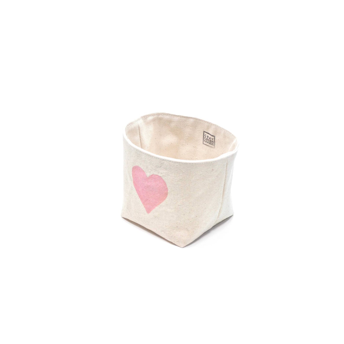 Hand-Painted Heart Fabric Container