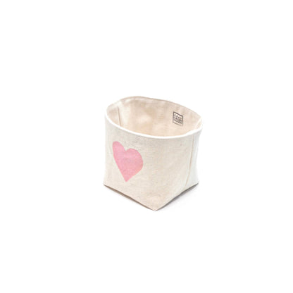 Hand-Painted Heart Fabric Container