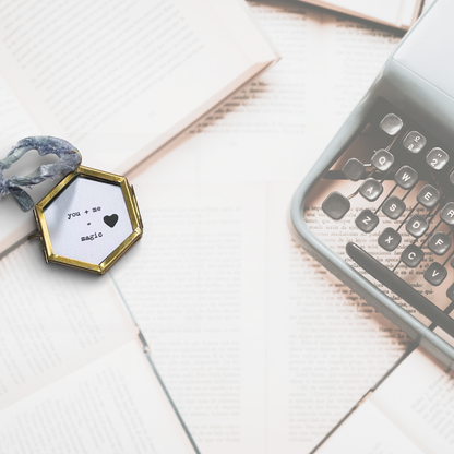 Mini Hand-Typed Quote in Brass Frame (Hexagon)