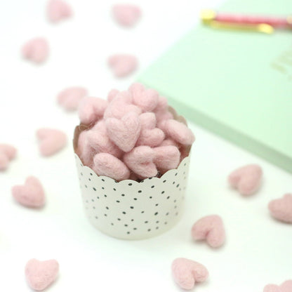 Handmade Felt Hearts (2cm, Pack of 10)