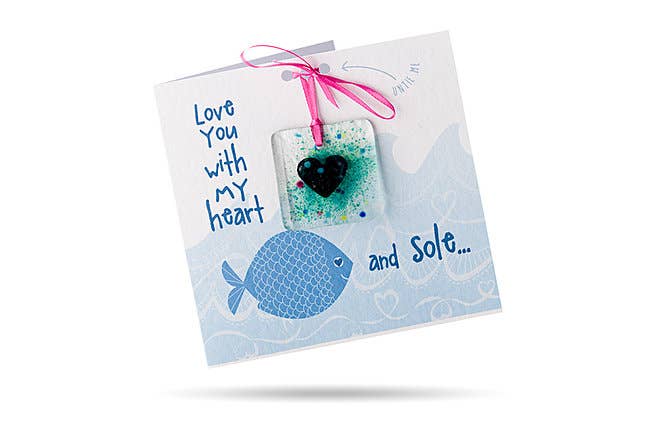 Heart and Sole -Greeting Card With Fused Glass Ornament