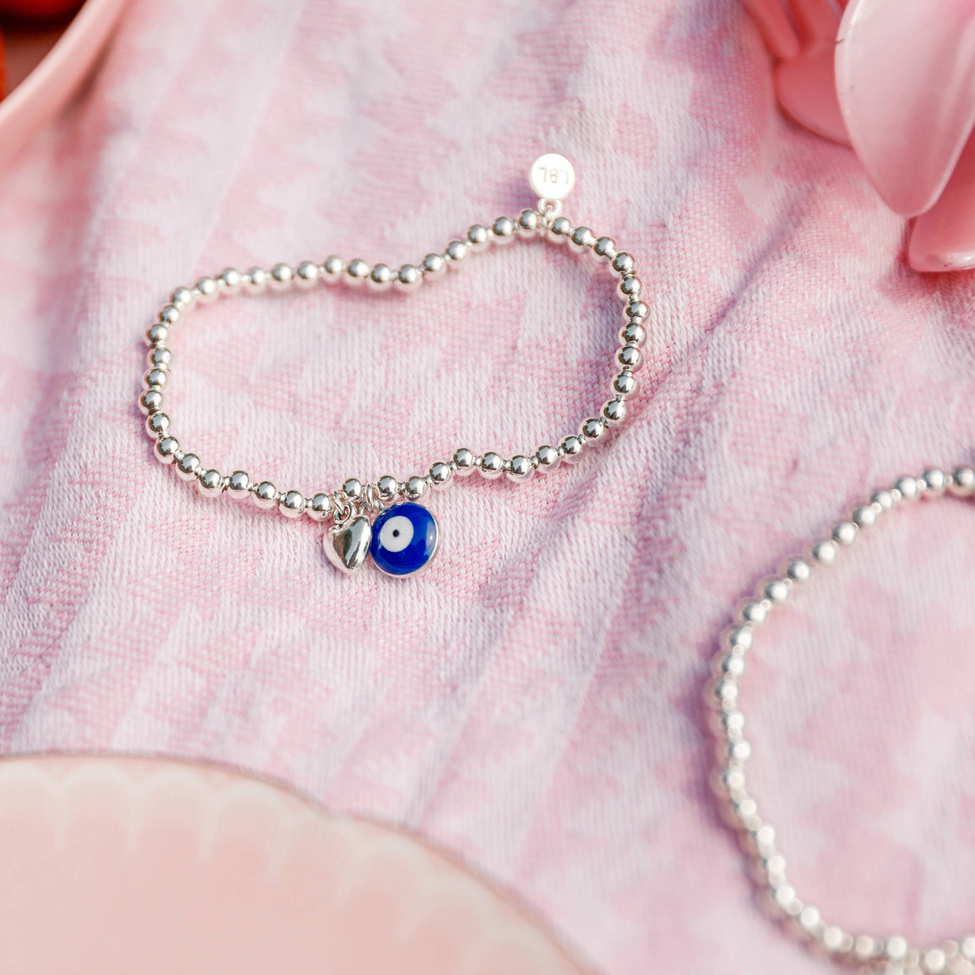 Evil Eye Silver Plated Beaded Bracelet in Box – Bespoke Hearts